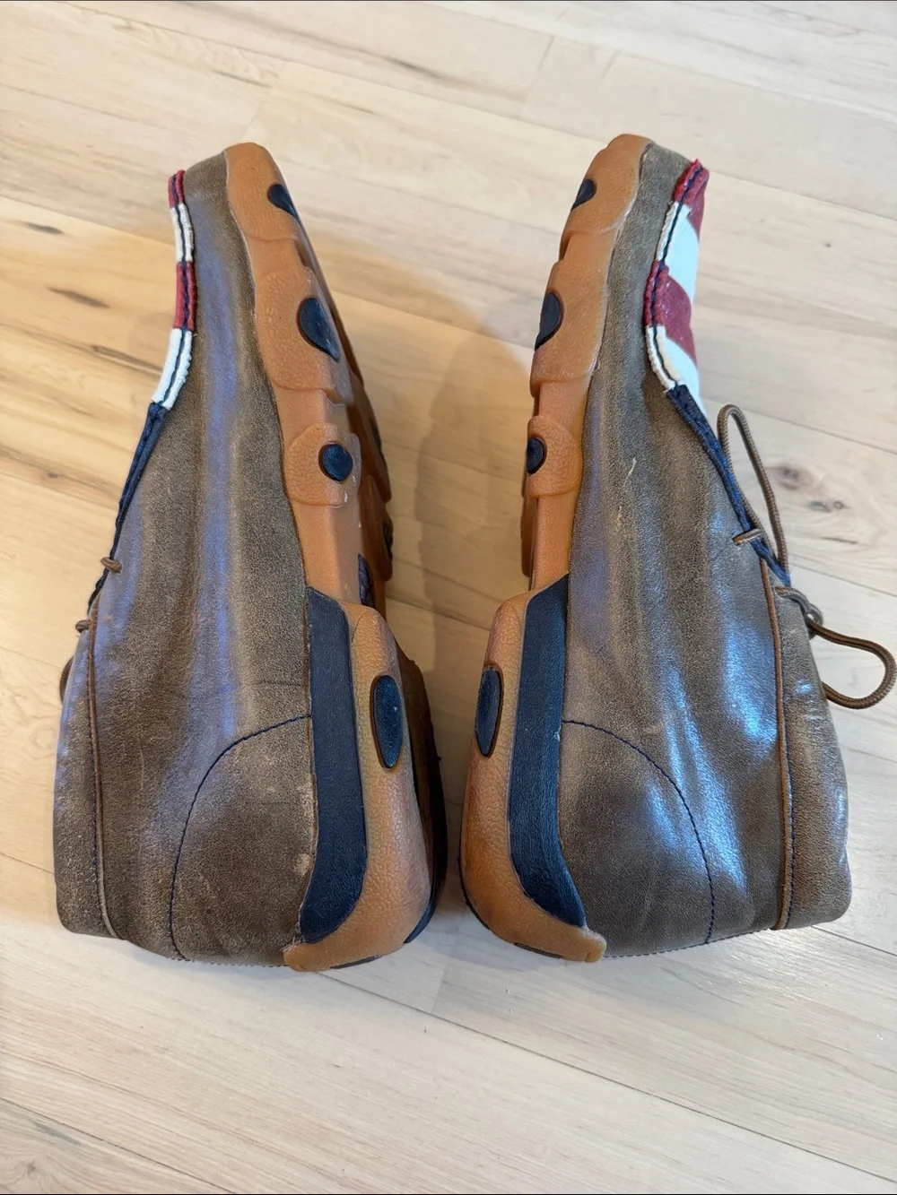 TWISTED X MEN'S USA FLAG DRIVING LEATHER MOC SHOES-Size 12